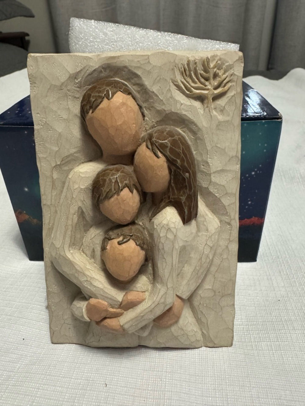 Willow Tree Neutral Toned Family Plaque with Brown Hair Accents